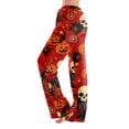 thumbnail image 2 of Womens Halloween Pajamas Funny Pumpkin Print Wide Leg Pajama For Women Halloween Elastic Waist Comfy Lounge Pants, 2 of 9