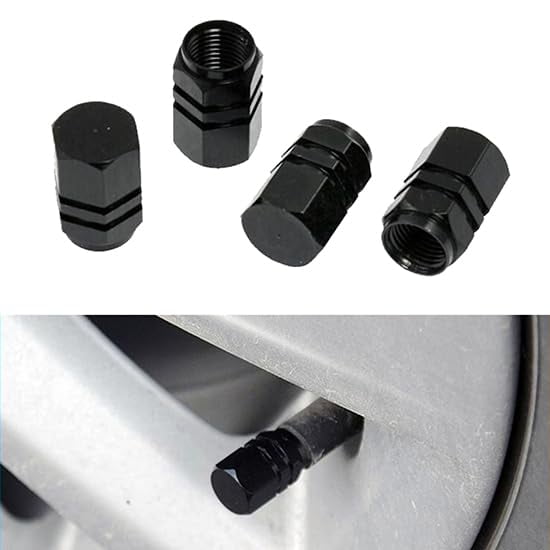 Xotic Tech Tire Valve Stem Caps, Anodized Aluminum, Universal Fit Cars Trucks Motorcycles SUVs Bikes Wheel Tyre (Black)