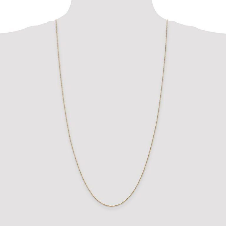 Real 14kt Yellow Gold .8mm Light-Baby Rope Chain; 30 inch; for Adults and  Teens; for Women and Men 