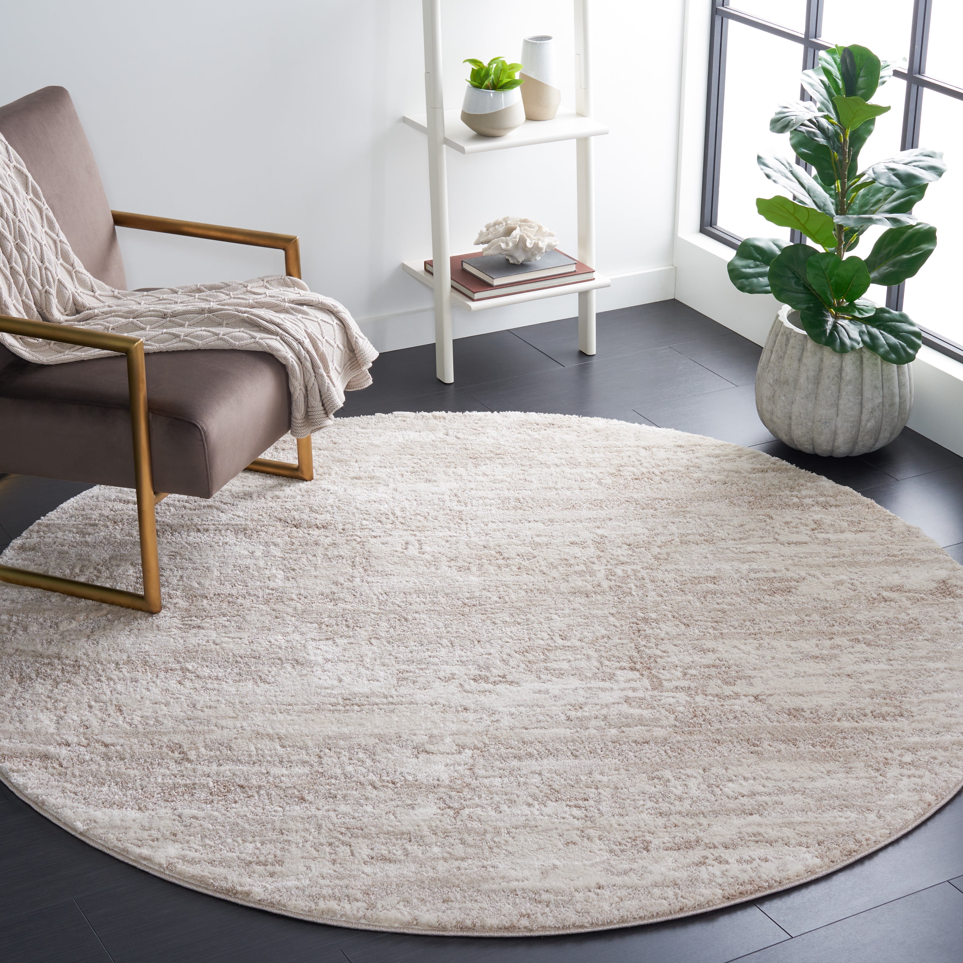 SAFAVIEH Century Arianne Distressed Area Rug, Ivory/Beige, 8' x 8' Round
