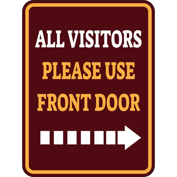 Portrait Round Plus All Visitors Please Use Front Door Wall or Door Sign | Health And Safety Office Signage - Large