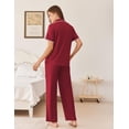 thumbnail image 3 of EKOUAER Women's Pajama Sets Button Down Loungewear Short Sleeve Sleepwear 2 Piece Pants Pjs Set with Pockets, 3 of 6