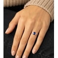 thumbnail image 6 of vylahjewellery Elegant Moissanite Valentine's Day Ring Blue Oval Gemstone with Round Side Stone Diamond Anniversary Ring Vermeil Yellow Gold Solitaire Engagement Ring, 6 of 9