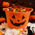 thumbnail image 6 of Honmine Halloween Gift Basket, Pumpkin Design Bucket with Cotton Rope Handle, Candy Storage Container for Trick-or-Treat Collection, Party Favor Display, Seasonal Decoration, 6 of 6