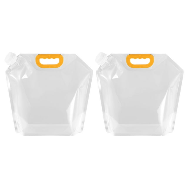 Unique Bargains Sac d'Eau Pliable 5L, Pichet de Rangement en Plastique Pliable, 2 Pack Transparent