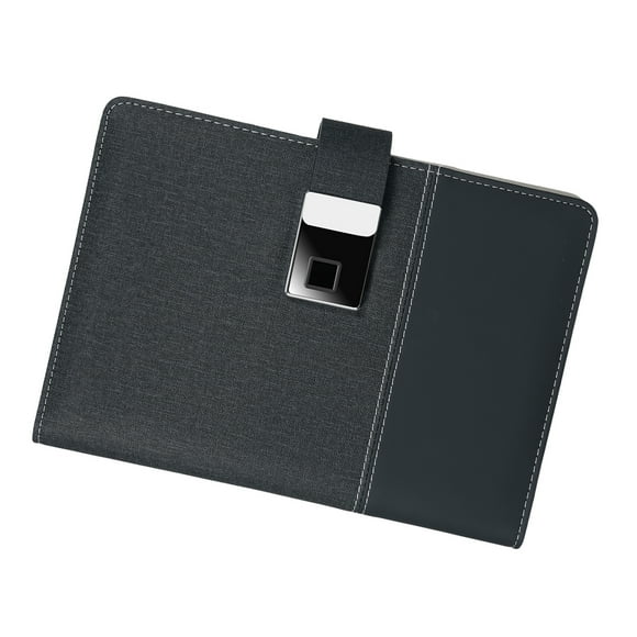 Diary A5 Leather Notebook with Fingerprint Lock and 16GB High-Speed USB Drive Lined Journal Planner 100-Page 6-Ring Binder 4 Card Slots Perfect for Businessman Professionals