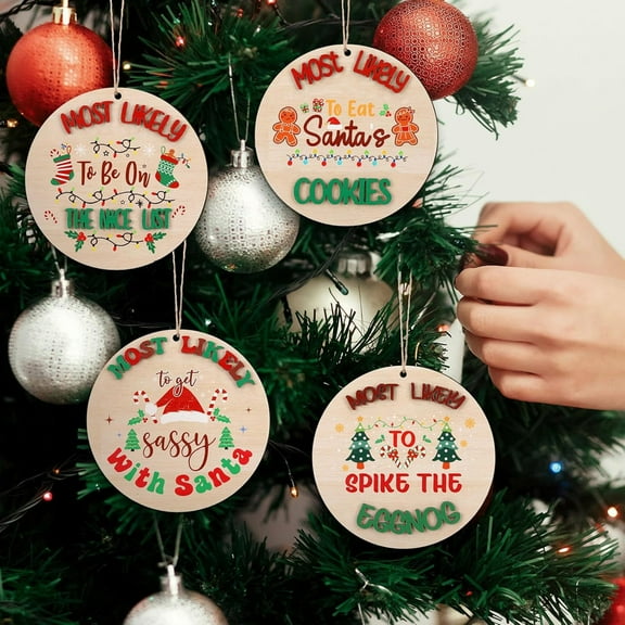 9Pcs Christmas Ornaments Xmas Tree Decoration Pendant Set with Santa Snowman Gingerbread Man Pattern Holiday Party Supplies