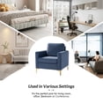 thumbnail image 3 of Tina's Home Modern Velvet Accent Chair Set of 2 with Gold Metal Legs, Tufted Club Chairs for Living Room, Bedroom & Office, Slate-Blue, 3 of 7