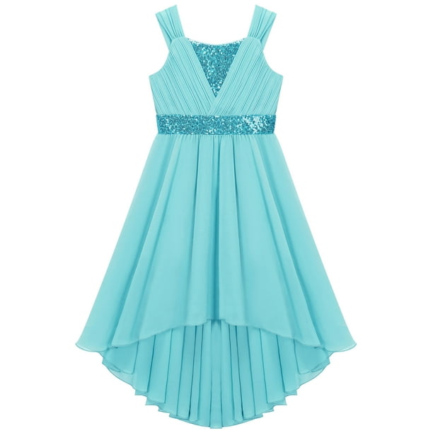 CHICTRY Girls Chiffon Floral Lace Party Dress Sleeveless Wedding Bridesmaid  Dress,Sizes 6-16 Turquoise 10 - Walmart Business Supplies