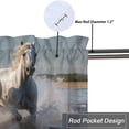 thumbnail image 5 of White Horse Kitchen Valance Curtains Wild Animal Beach Galloping Running Window Valance for Living Room Bedroom, Kitchen Valance Rod Pocket Window Decor Curtain 54 by 18 in, 1 Panel, 5 of 6