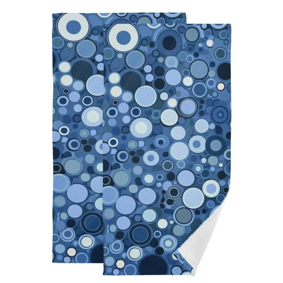 Blue Gray Circle Hand Towel Absorbent Bath Towels for Bathroom Sports Gym(28.3" X 14.4") Set of 2