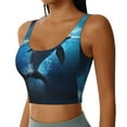 thumbnail image 2 of Fotbe Ice Blue Ocean Cute Dolphin Sujetador Deportivo Largo sin Aros para Mujer con Almohadillas y Soporte Medio, Transpirable y Absorbente, Camiseta Tipo Chaleco o Tank Top-Small, 2 of 8