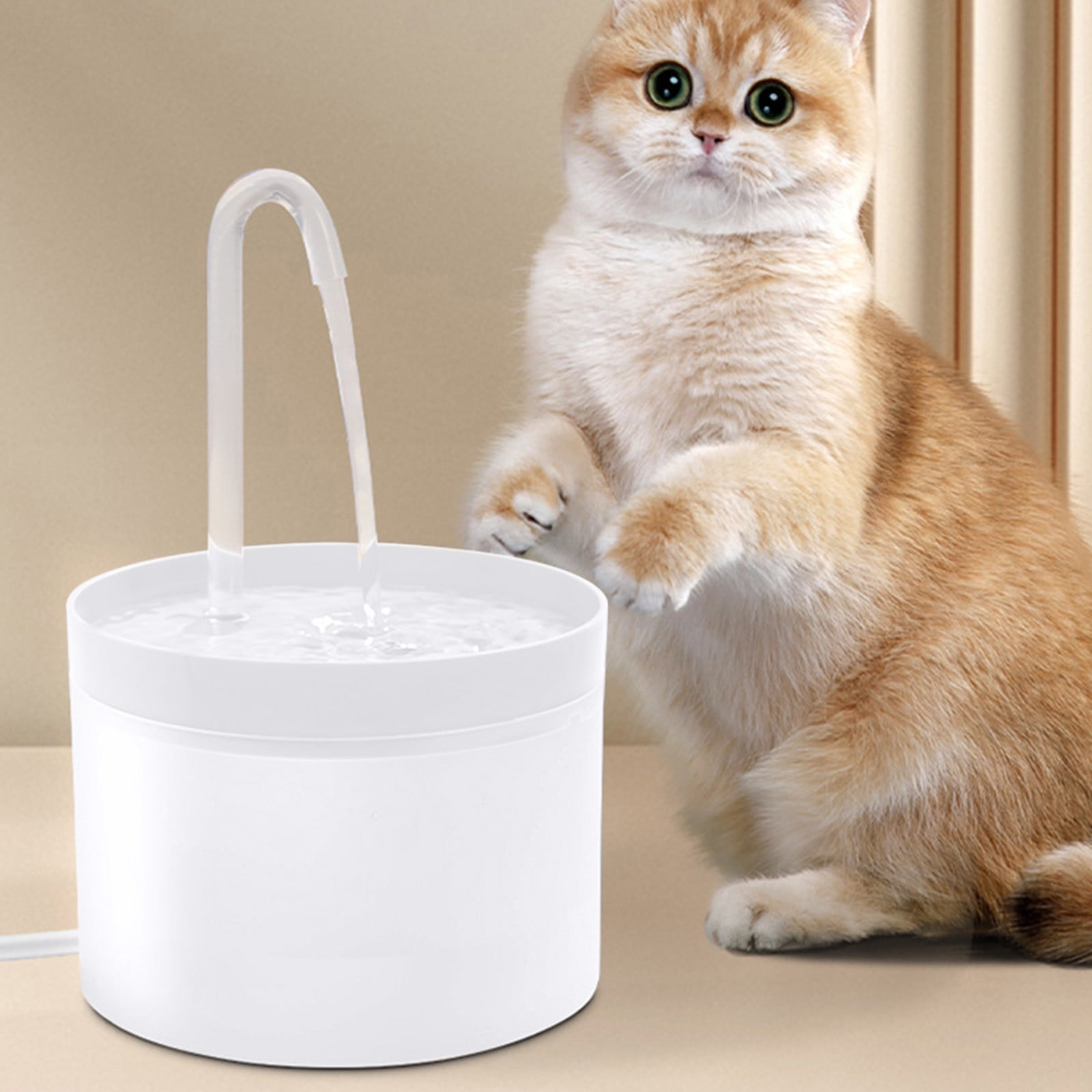 AUHomi Water Cat Fountain - Automatic Pet Waterer Dispenser | Auto Water Bowl for Pet Cats | Water Fountains for Cats Indoor | Pet Supplies Water Dispenser for Pets Puppy Kitten (White)