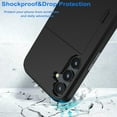 thumbnail image 6 of FIEWESEY for Samsung Galaxy S24 S24 Plus S24 Ultra Case, Dual Layer Protective Shockproof Pocket Credit Card License Rugged Sturdy Shell Slide Wallet Phone Case for Samsung Galaxy S24,Black, 6 of 7