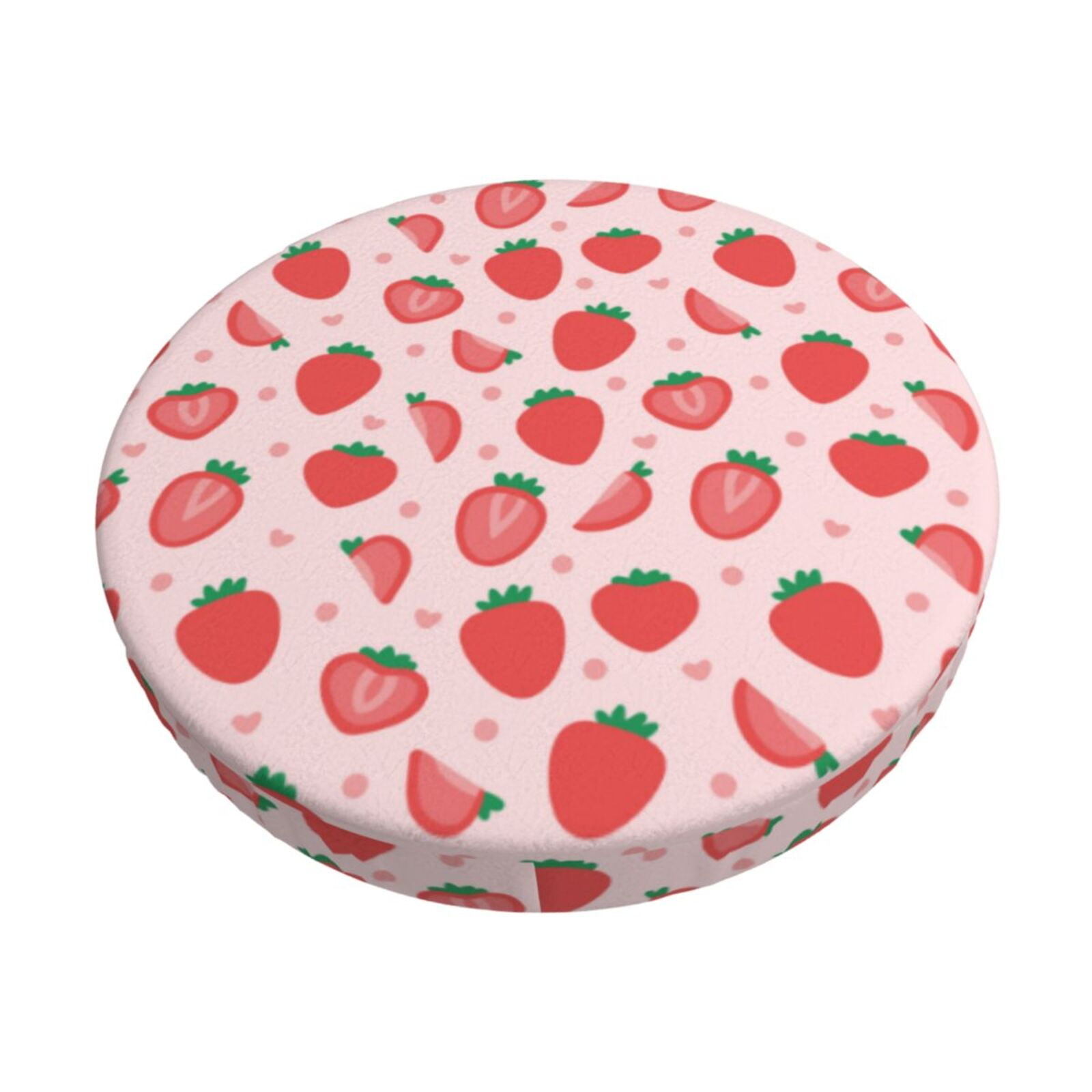 Easygdp Strawberry Print Easy To Install Bar Stool Covers&Stool Covers Round&Elastic Stool Cover, Barstool Covers,Washable&Bottom With Elastic Edge-14 inch