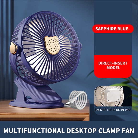COM1950s Rechargeable Clip on Fan with Light, 400mAh USB Desk Fan, 3 Speeds Quiet Mini Personal Cooling Fan for Home Office Dorm Bedroom Camping, White