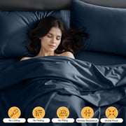 Lux Decor Collection Queen Sheets Set - 6 Piece Microfiber 16 Inch Deep Pocket Bed Sheets Set - Navy Blue