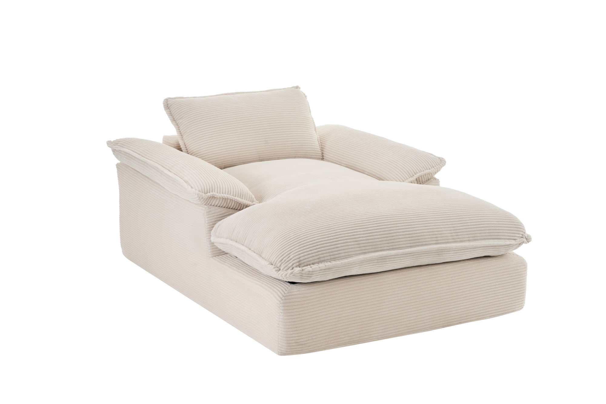 Aukfa 51.2" Oversized Chaise Lounge Chair Indoor, Corduroy Upholstered Sofa Couch with Pillow Armrests, Sleeper Sofa Chair for Living Room Bedroom Office, Corduroy