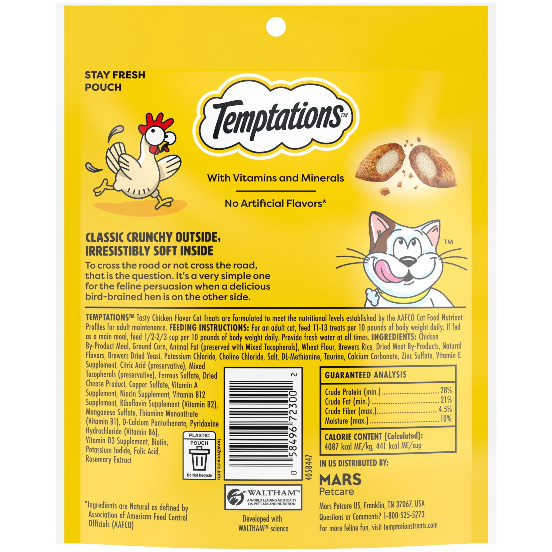 (12 pack) Temptations Classic Tasty Chicken Flavor Crunchy And Soft Treats For Cats, 6.3 Oz Pouch