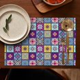 thumbnail image 5 of Exotic Bohemian Floral Placemats Set of 4, 12x18 Inch Flax Table Mats with Rustic Patterns, Washable Earthy Tribal Folk Style for Colorful Kitchen and Dining Decor, 5 of 6