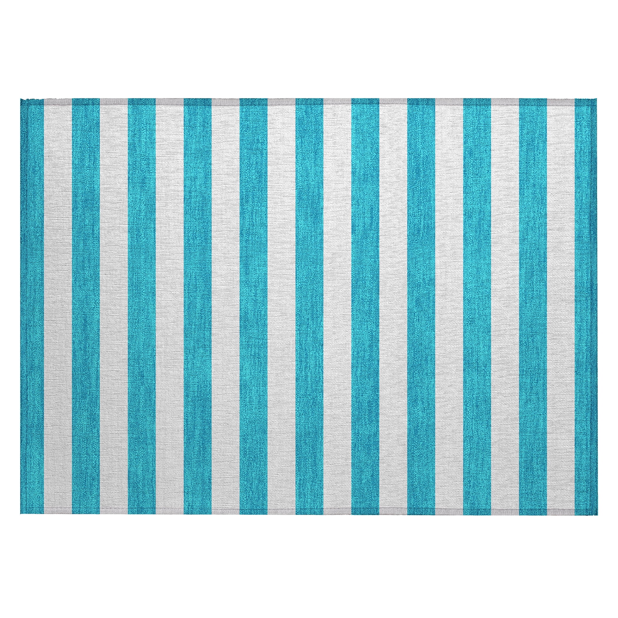 Addison Rugs Chantille Indoor/Outdoor Transitional Stripes Teal Washable Rectangle Rug, 1'8" x 2'6"
