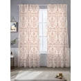 thumbnail image 2 of Pink Flowers Sheer Curtains 84 Inch Length 2 Panels Set, Baroque Scroll Floral Damask Pattern Art Voile Window Treatment Rod Pocket Curtains Sheers Drapes for Bedroom/Living Room/Kitchen 52"x84"x2, 2 of 7