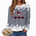 thumbnail image 2 of Towmus Christmas Sweatshirts for Women Cute Santas Hat Graphic Long Sleeve Raglan Holiday Baseball Pullover Tops, 2 of 7