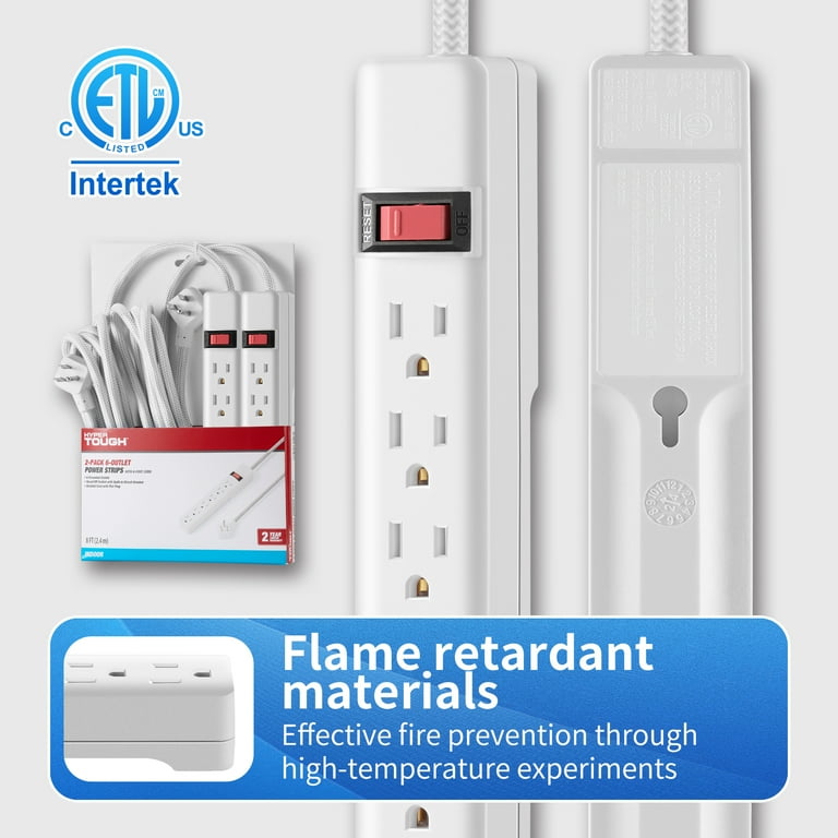 Hyper Tough Indoor 6-Outlet Power Strip with 8ft Braided
