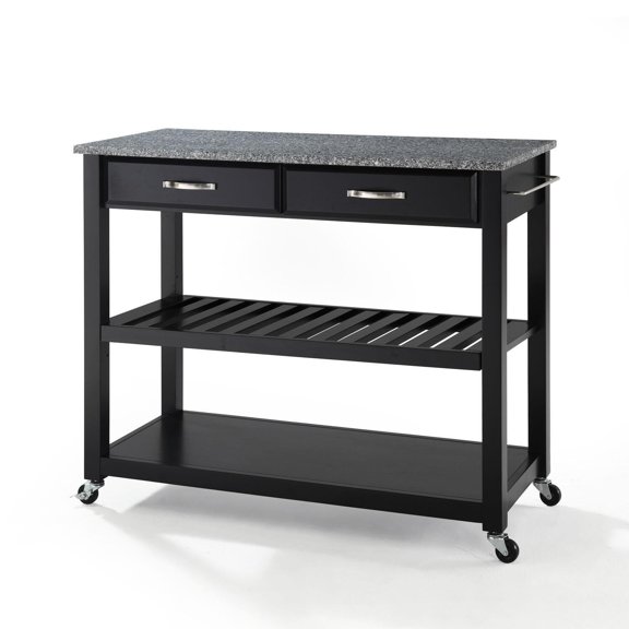 Crosley Furniture Granite Top Kitchen Prep Cart Black/Gray