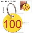thumbnail image 2 of Etiquetas de clave numeradas Uxcell, 1-100 Etiqueta de identificación de plástico con anillo de metal, etiquetas numeradas para llavero de dormitorio, caja, armarios (Amarillo y Rojo), 2 of 7