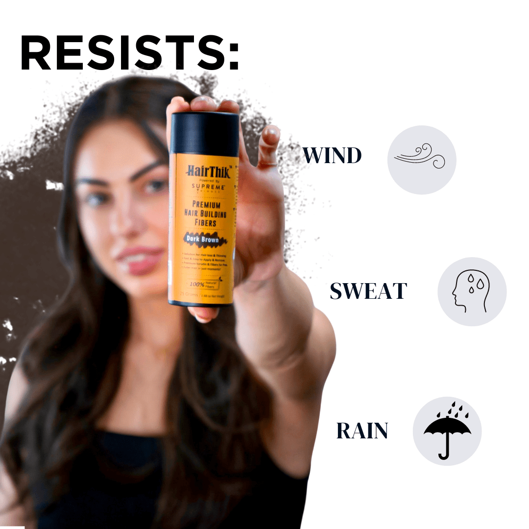 HairThik Hair Building Fibers - Instantly Fill in Fine or Thinning Hair for Thicker, Fuller-Looking Hair for Men & Women – Hair Thinning & Balding solution | DARK BROWN, 25 Grams - HFR/25DB