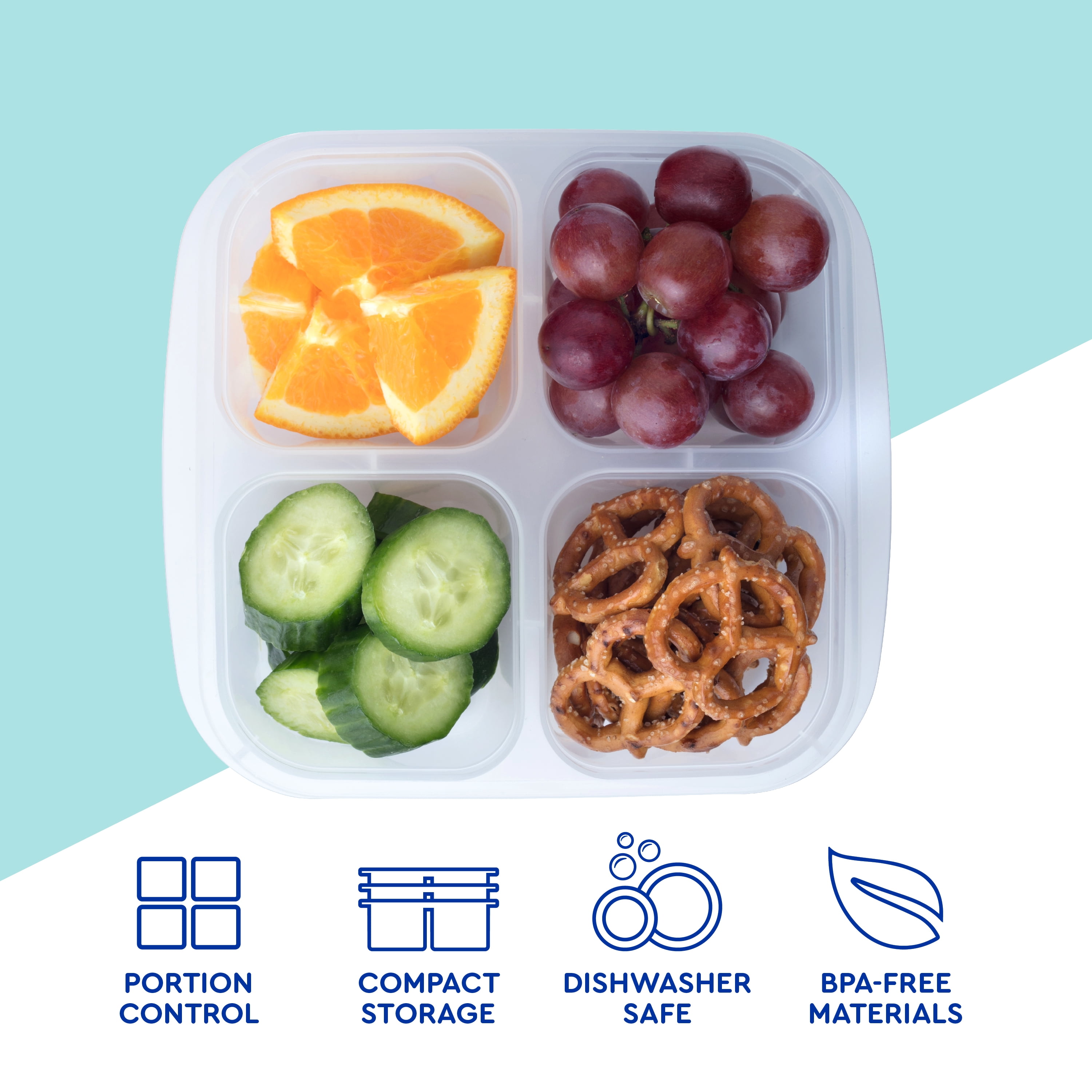Nuoqiuu 4 Pack Snack Containers, 4 Compartment Lunchable Containers,  Reusable Meal Prep Snack Contai…See more Nuoqiuu 4 Pack Snack Containers, 4
