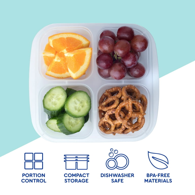 Potchen 20 Pcs 4 Compartment Bento Snack Box Lunch Snack Containers for  Kids Reusable Containers Food Lunchable Containers for School, Work and  Travel