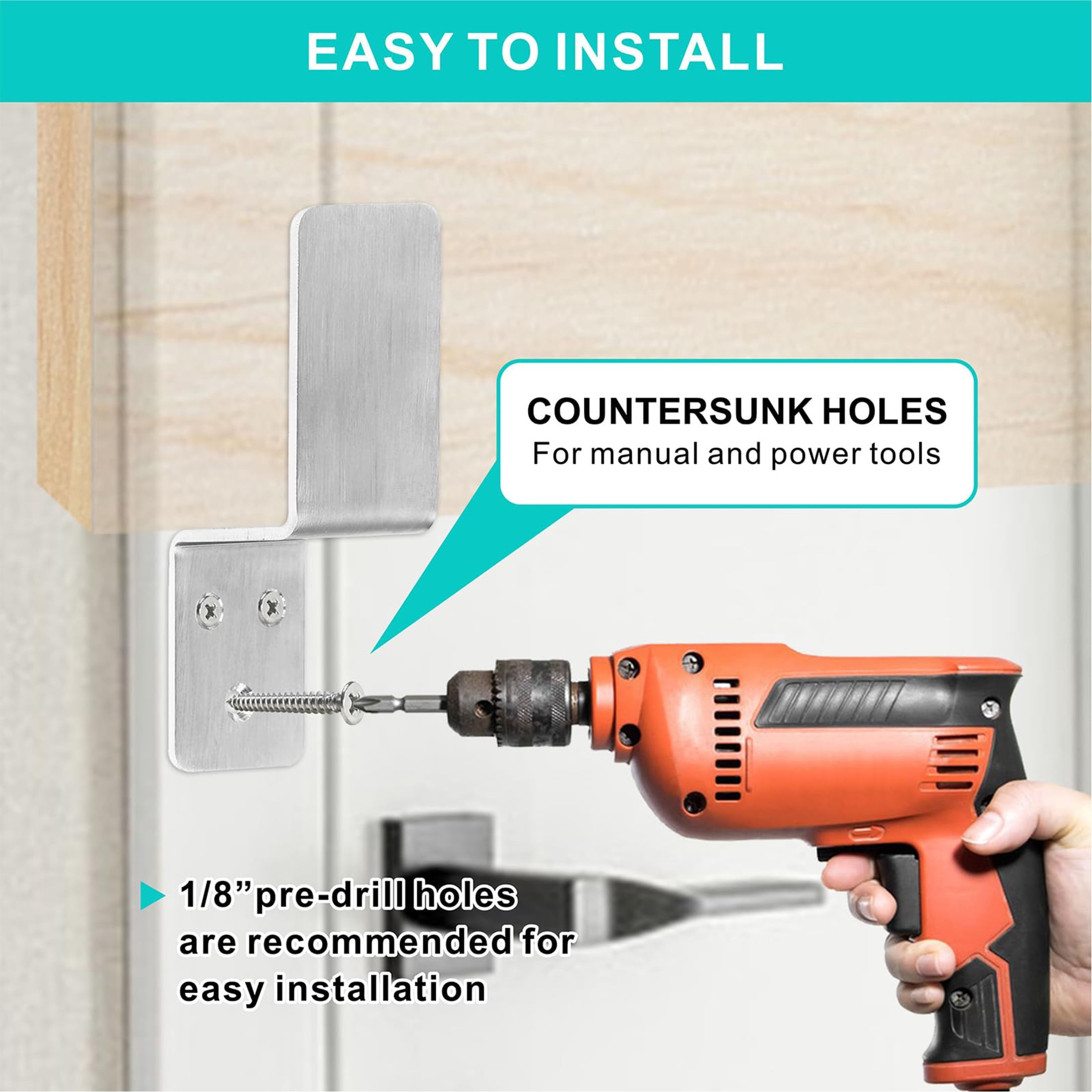 VANROUG 2x4 Door Barricade Brackets 4PCS Heavy Duty Stainless Steel Drop Open Bar Security Door Lock Bracket Door Barricade Open Bar Holder Fits 2 by 4 Lumber, Security Z Bracket for Barn, Gate, Shed