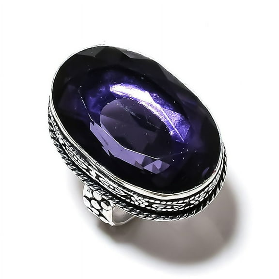 Natural Amethyst Gemstone Handmade 925 Sterling Silver Gift Jewelry Ring Size 8