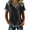 Dark Gray #085, variant on Denim Patchwork Shirt Women Casual Waffle Top Short Sleeve V Neck Shirt Vintage Jean Shirts Color Block Tops Wine XL