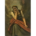 thumbnail image 2 of Corot, Jean Baptiste Camille 18x24 White Modern Wood Framed Museum Art Print Titled - Woman Meditating, 2 of 4