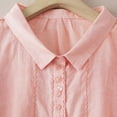 thumbnail image 5 of ZQUUVOU Womens T-Shirts Embroidered 3/4 Sleeved Button Turndown Collar Fashionable Top(Pink,2XL), 5 of 9
