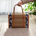 thumbnail image 5 of 3X Picnic Woven Basket Wicker Storage Bag Handle Folded Fruit Shopping Food Handle Rattan Grass Foldable Bamboo Basket B, 5 of 7