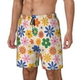 thumbnail image 2 of Gaeub Groovy Daisy Flowers Mens Swim Trunks Stretch Beach Shorts Quick Dry for Men Swim Shorts Swimwear with Pockets- Small, 2 of 9