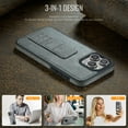 thumbnail image 3 of for iPhone 12 Pro / 12 Phone Case, Vintage Magnetic Finger Hand Wrist Strap Kickstand Shockproof Protective PU Leather Thin Fit Anti-Scratch Cover Compatible with iPhone 12 Pro / 12, Gray, 3 of 6
