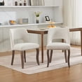 thumbnail image 3 of GAKMCIL Modern Fabric  Upholstered Dining Chairs (Set of 2) with Wooden Legs, Weight Capacity 300lbs for Dining Room and Kitchen (Beige ), 3 of 11