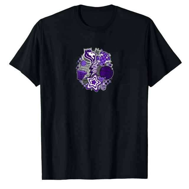 AALJY NBA Sacramento Kings T-Shirt Collage de Basketball Psychédélique