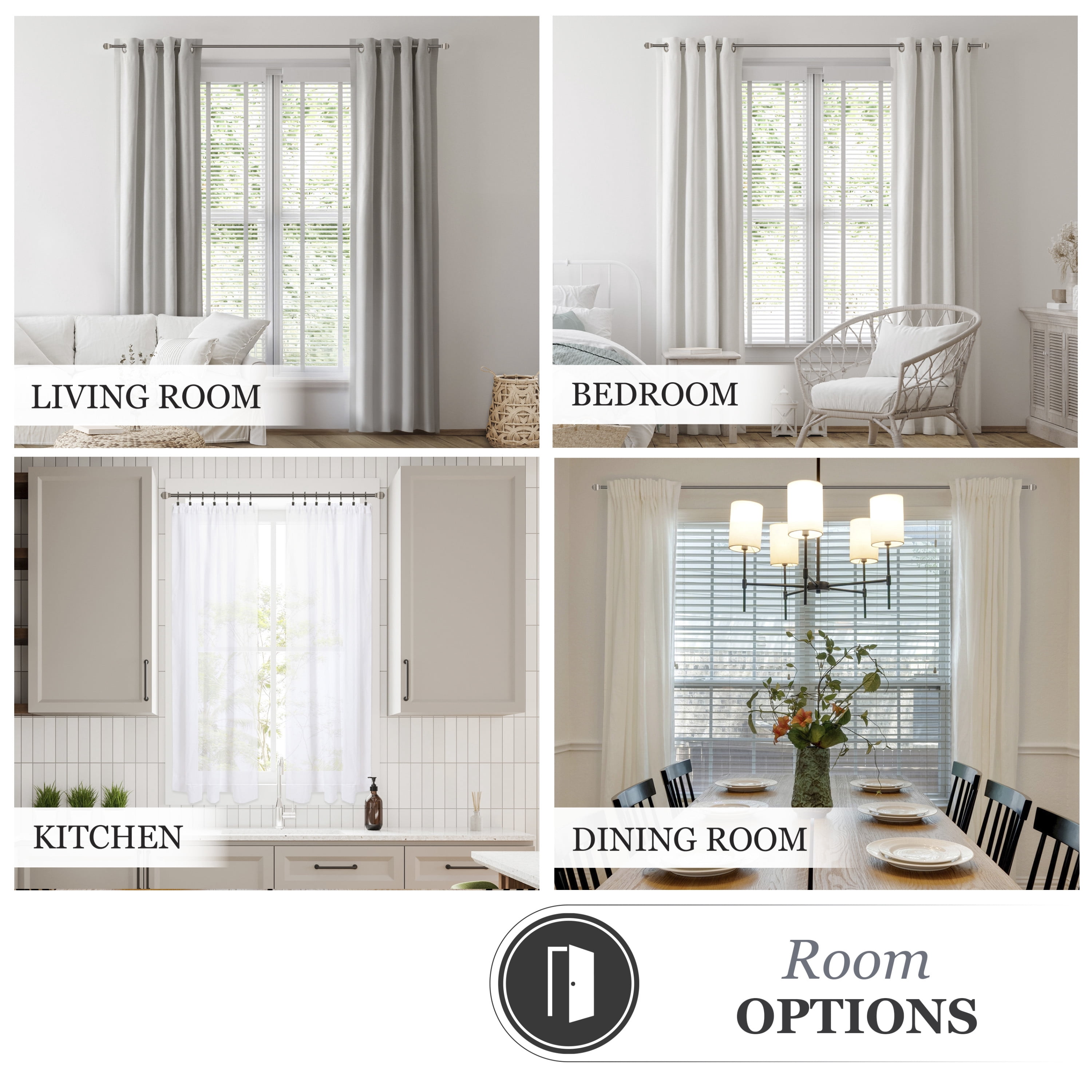 Kenney® Beckett 5/8" Standard Decorative Window Curtain Rod, 28-48", Pewter