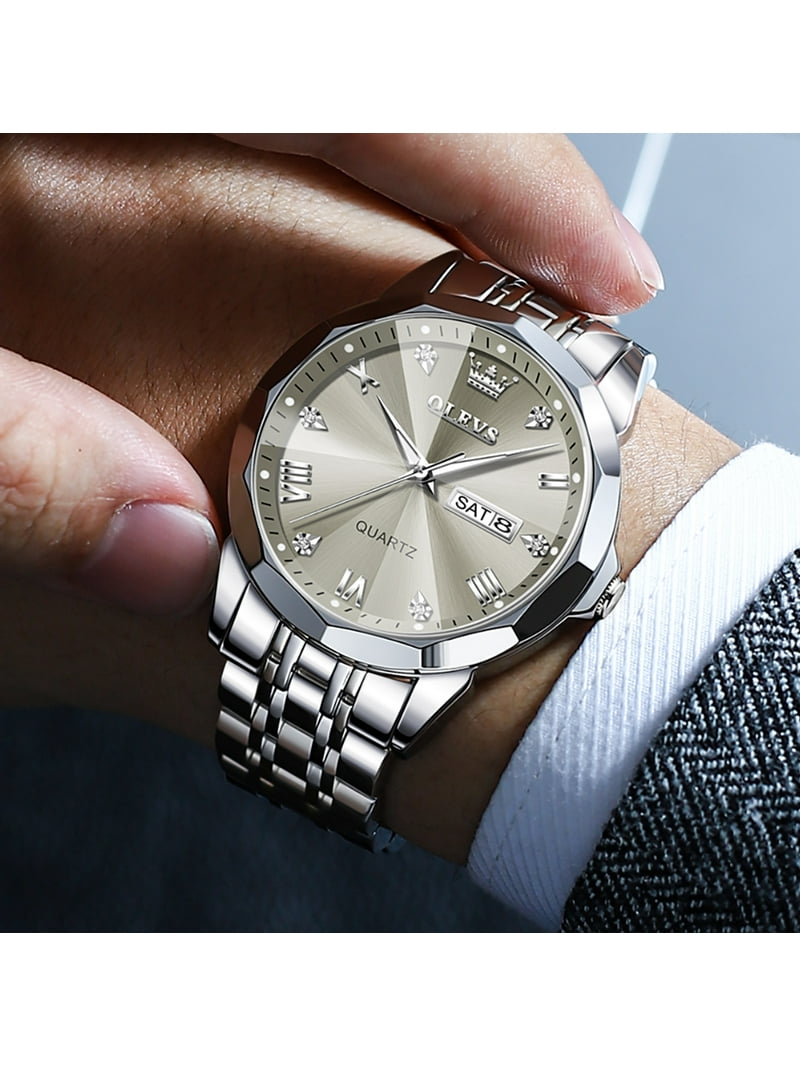 OLEVS Watch for Men Diamond Business Dress Analog Quartz  display picture 2