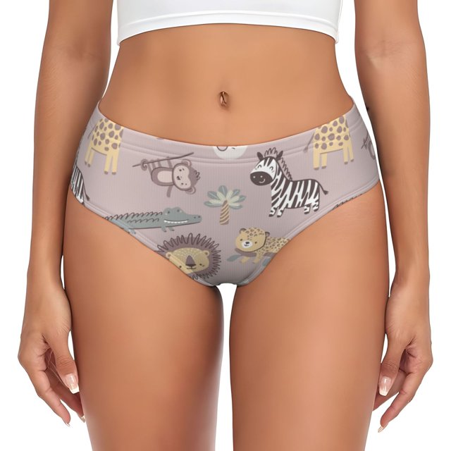 Fotbe Safari Animals Calzones Estampados para Mujer – Ropa Interior de Algodón, Cómoda, Suave y Elástica-4X-Large