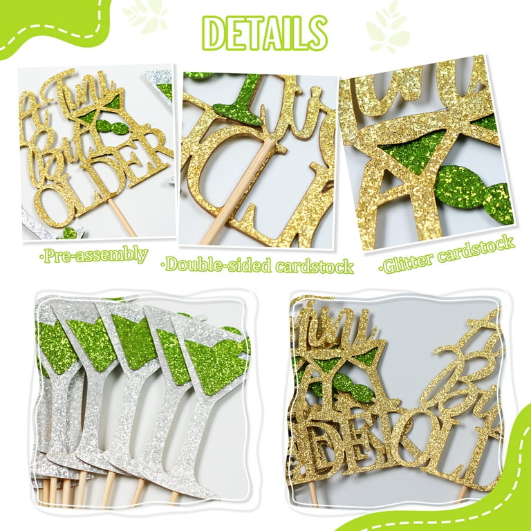 24-Pack 'A Tini Bit Older' Espresso Martini Cupcake Toppers - Birthday Party Decorations