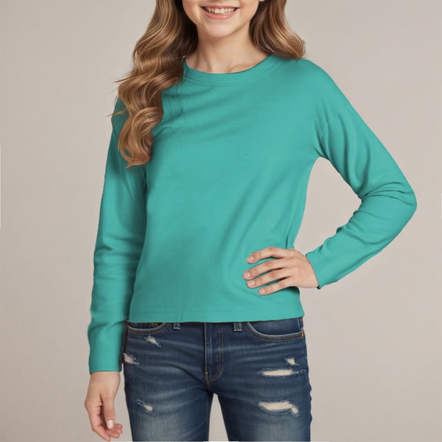 T-shirts à Manches Longues pour Garçons, Col Rond, Couleurs Confort, Uniformes pour Filles 5-6 Ans