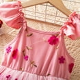 thumbnail image 4 of Rggeeun Girls Dresses Floral Embroidered Mesh Party Dress With Flutter Sleeves And Straps Toddler Kids Leisure Casual O-Neck Sundress, 4 of 9