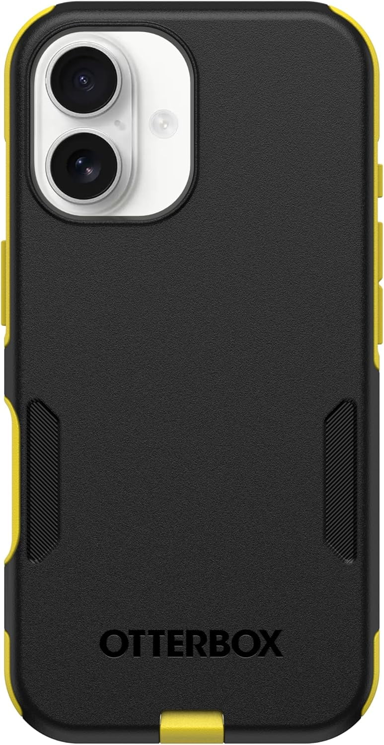 OtterBox iPhone 16 (Only) - Commuter Series MagSafe Case - Night (Black & Yellow) - Built-in Magnets - Slim & Tough - Pocket-Friendly - with Port Protection - Non-Retail Packaging